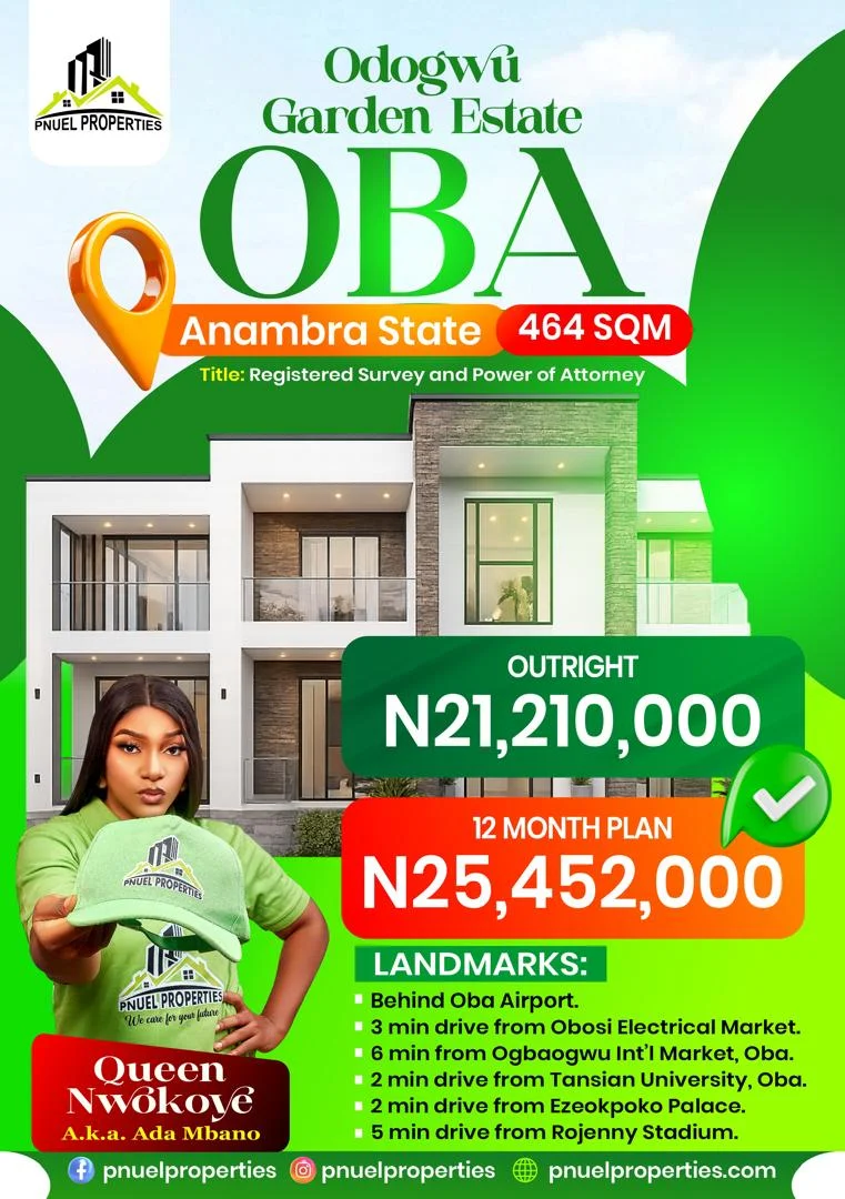 ODOGWU GARDEN ESTATE, OBA, ANAMBRA STATE in Anambra